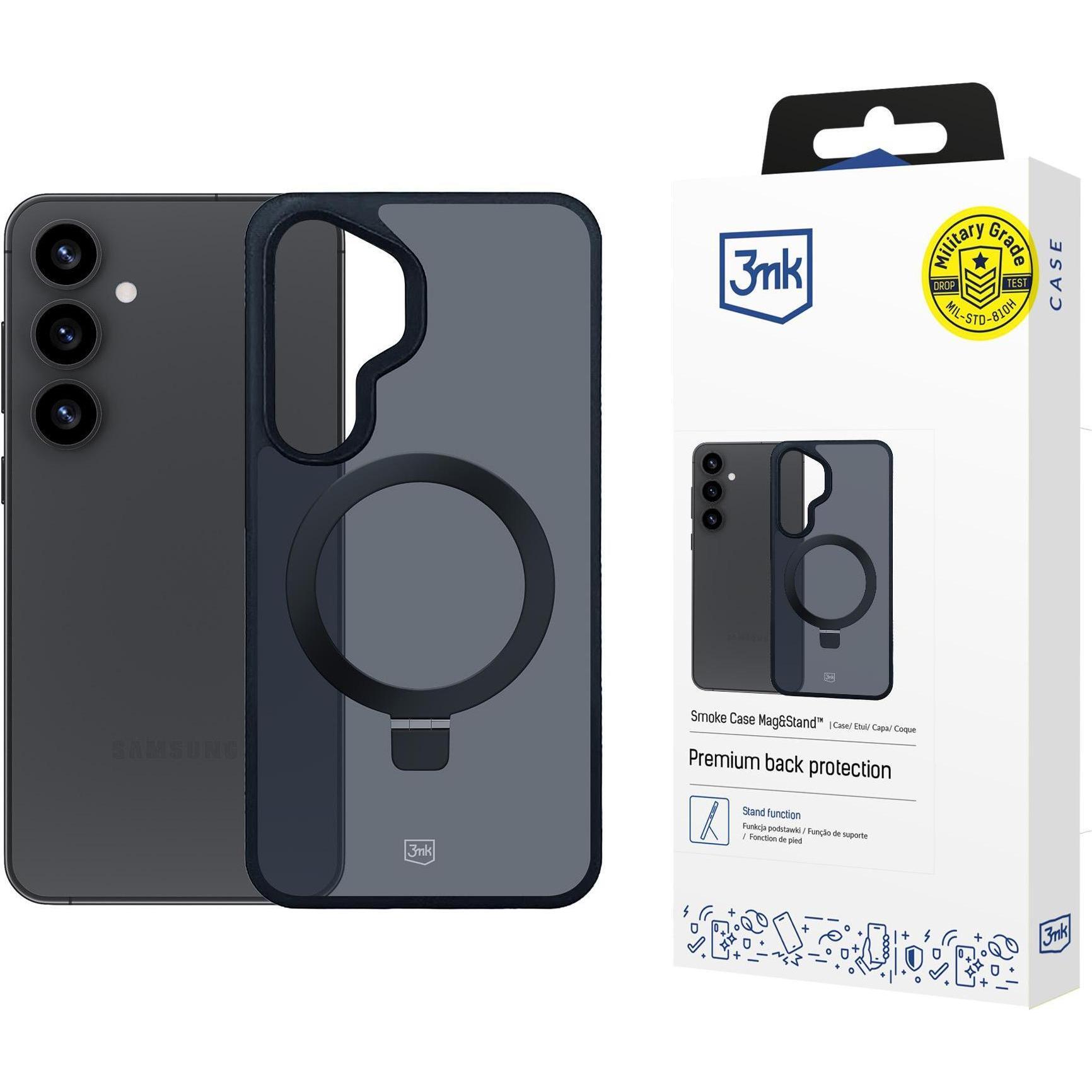 3Mk Nero Smoke Case Mag&Stand For Samsung Galaxy S25+ - Black (Samsung Galaxy S25+), Cover Smartphone,