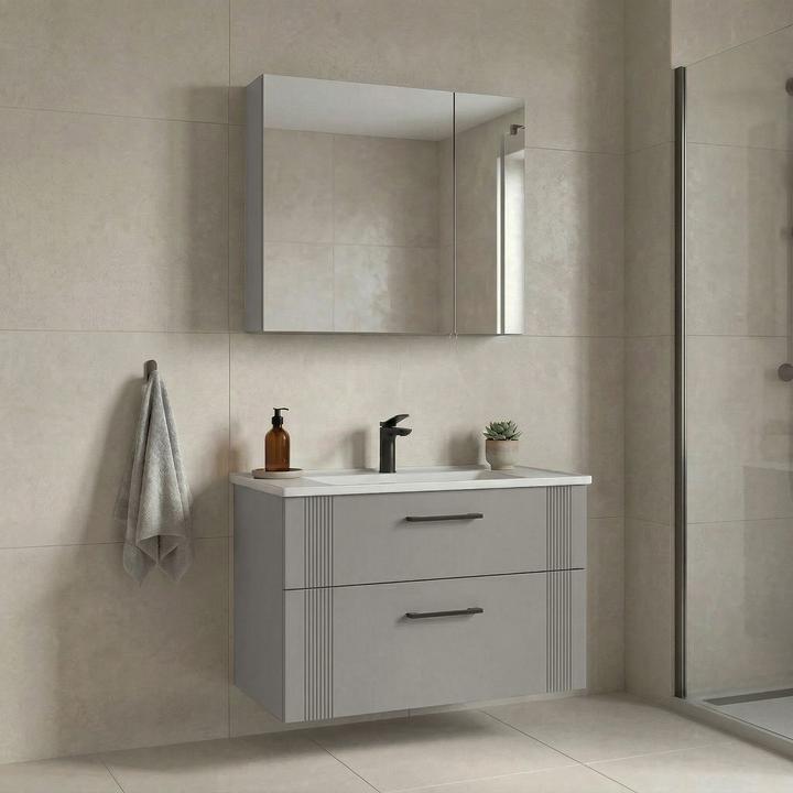 Produktbild Homitis Bari 85 v2 Bathroom Cabinet With Sink & Mirror Set (2 Pieces)