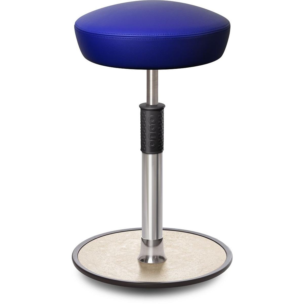 Ongo, Bürostuhl, Sitz- Stehhocker Free Tall Hutsitz Boxmark Leder blau chrom /cremeweiss