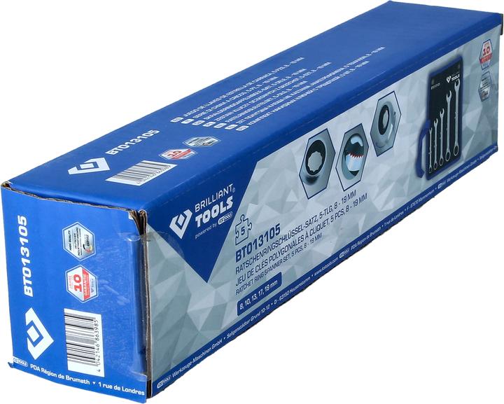 Image du produit KS Tools 8 - 19 mm Jeu de clés mixtes à cliquet 5 pièces (19 mm, 12 mm, 14 mm, 16 mm, 10 mm, 18 mm, 17 mm, 11 mm, 15 mm, 8 mm, 9 mm, 13 mm)