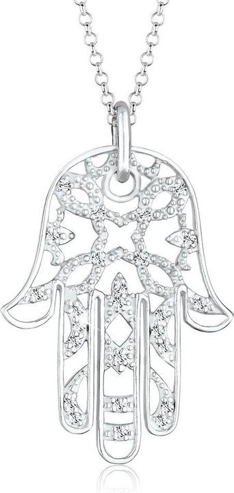 Produktbild Elli PREMIUM Necklace Womens Hamsa Hand with Crystals in 925 Sterling Silver Crystal (925 Sterling Silber mit Goldfinish)