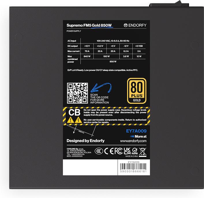 Image du produit Endorfy Supremo FM5 Gold 850W ATX EY7A008 (850 W)