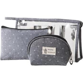 Ecarla, Damen, Zubehör Make-up, Cosmetic Bag Set Grey 3Pcs., Grau