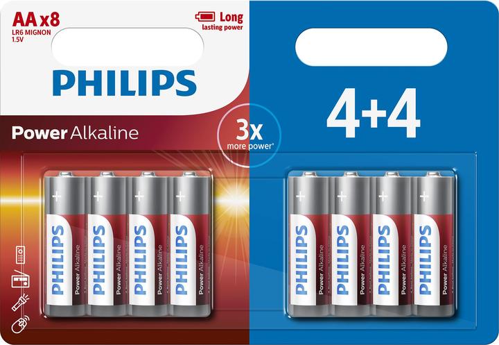 Actual product image Philips Power Alkaline AA 4+4-blister (8 pcs., AA)