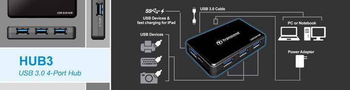 Image du produit Transcend TC - Hub 4 ports USB 3.0 (Micro USB, 4 Ports)