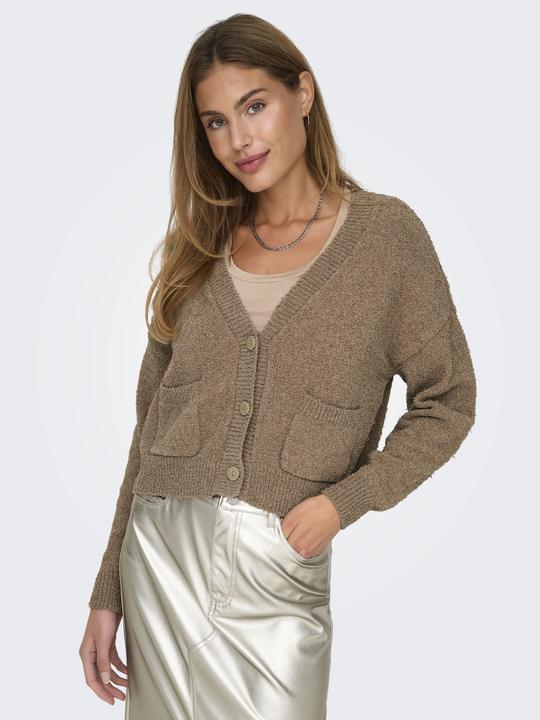 Produktbild Only V-Ausschnitt Gerippte Ärmelbündchen Tief angesetzte Schulter Strickjacke Strickjacke (XL)