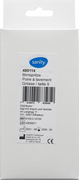 Actual product image Sanity Pear syringe Gr9 224ml two parts