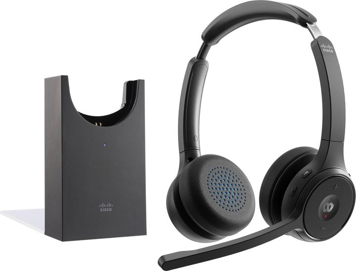 Actual product image Cisco Headset 722 Wireless Dual+Stand Carbon Black Usba Bundle (Wireless, USB-A, Cisco)