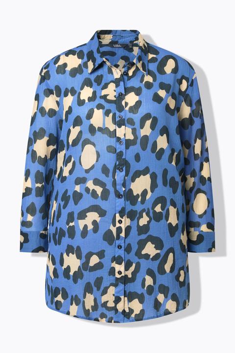 Actual product image Ulla Popken Leopard Print Long Sleeve Button Down Tunic Blouse (54, 56)