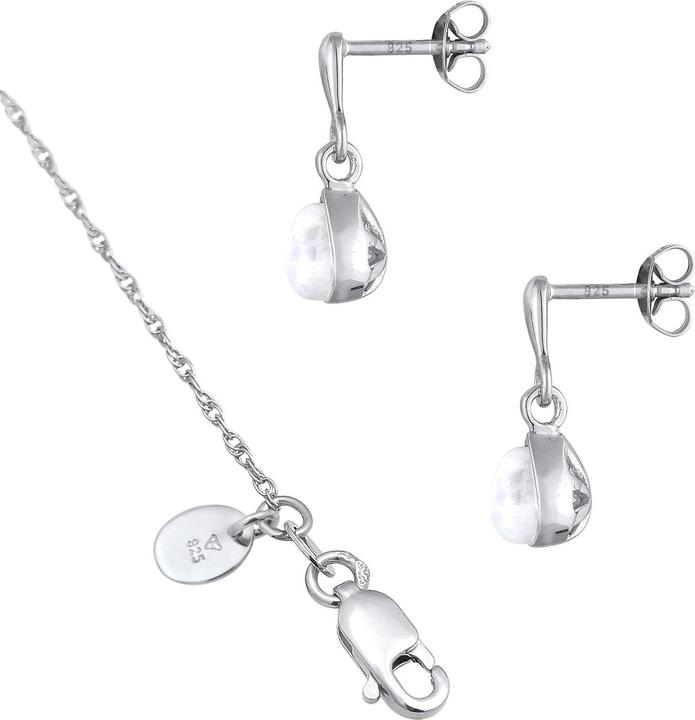 Actual product image Elli PREMIUM Jewellery Set Moonstone Drop Necklace Earrings 925 Silver (925 sterling silver)