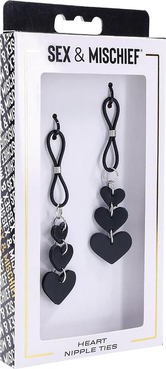 Productafbeelding Sportsheets Sex And Mischief Hart tepelbandjes zwart 10 cm