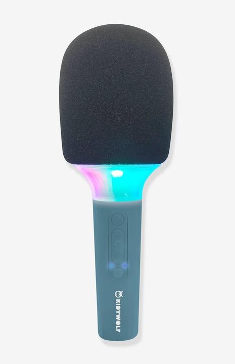 Actual product image Kidywolf Bluetooth microphone with light blue