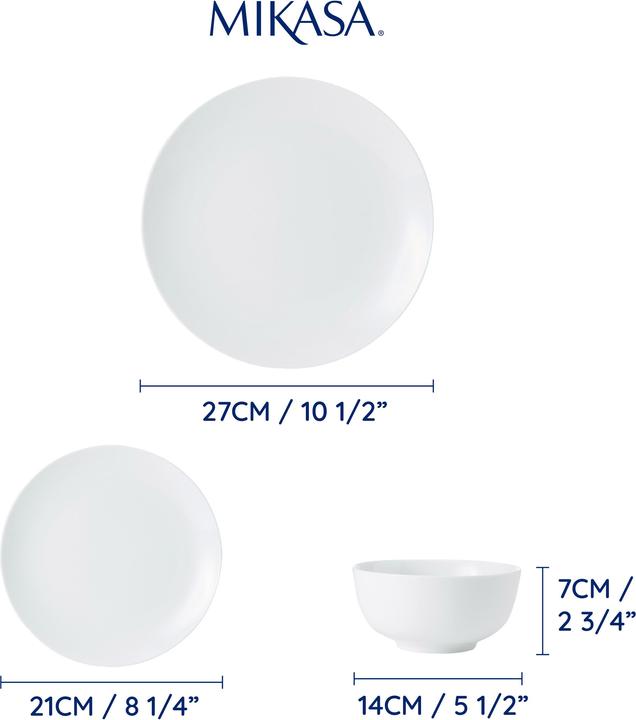Actual product image Mikasa Chalk 12-Piece Porcelain Dinner Set, White (12 pcs.)