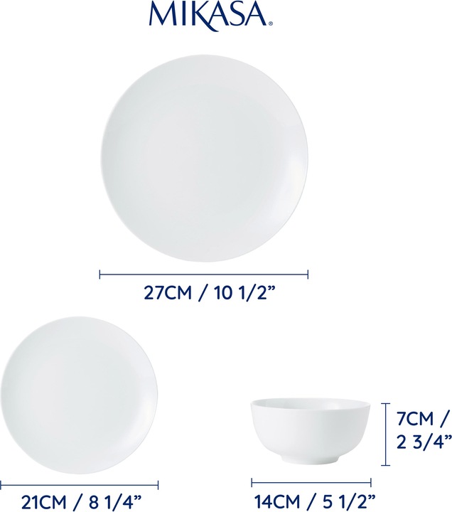 Immagine prodotto Mikasa Set da pranzo in porcellana Chalk 12 pezzi, bianco (12 Pezzo/i)