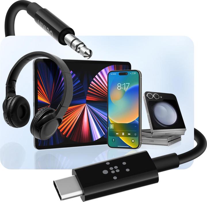 Produktbild Belkin RockStar 3,5mm Aud./USB-C Kabel 0,9m (0.90 m, 3.5mm Klinke (AUX))