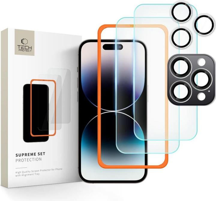 Image du produit Tech-Protect Supreme Set Verre trempé pour iPhone 16 Pro Max - Transparent (3 pcs.) (3 pcs, Apple iPhone 16 Pro Max)