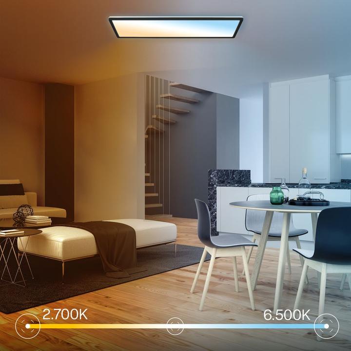 Actual product image B.K.Licht SHALLOW ultraflaches LED Panel, IP44, schwarz, 580x200 (3000 lm)