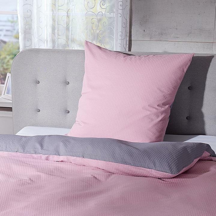 Produktbild Janine Soft-Seersucker Uni Wendebettwäsche kreiderose/titan (Duvetbezug, 155x220 cm + 80x80 cm)