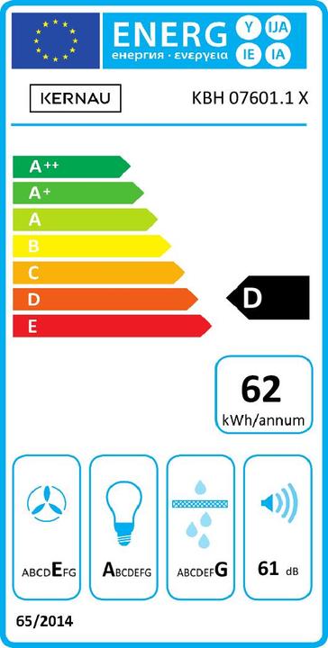 Label énergétique Kernau KBH 07601 X (Hotte écran plat)