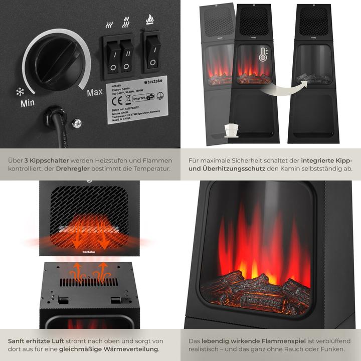 Immagine prodotto tectake Elektrokamin Soleil, 2 Heizstufen, Thermostat, Flammeneffekt