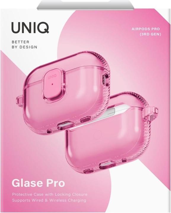 Actual product image Uniq Case Glase Pro for AirPods Pro 3 Lock Case pink (Headphone sleeve)