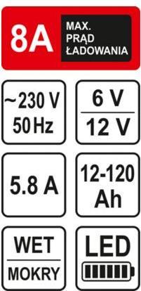 Produktbild Sthor 6V/12V Batterieladegerät Automatik Batterielader 8A 120Ah (12V, 8 A)