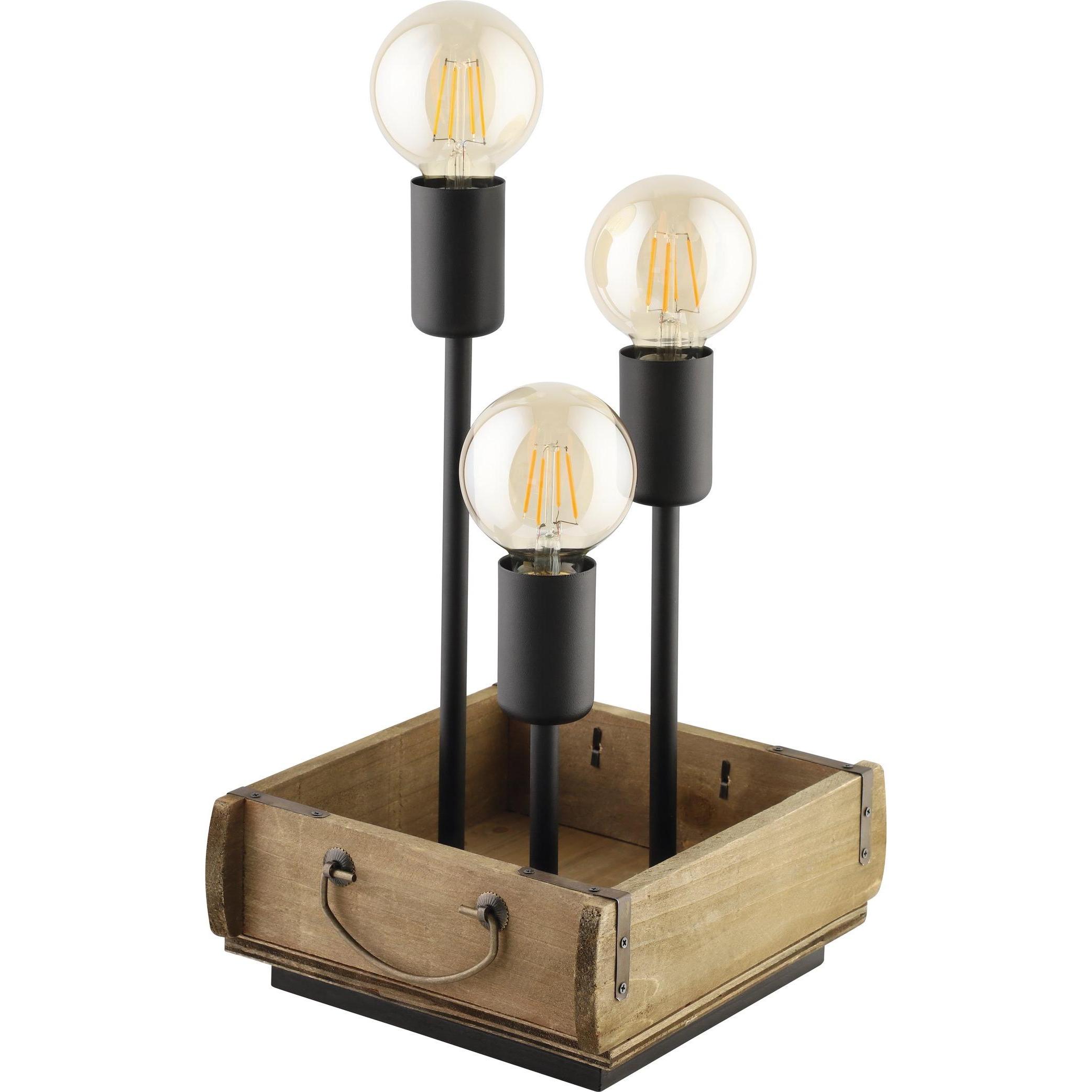 EGLO, Tischlampe, Tischleuchte WOOTTON 3x E27 Braun/Schwarz (0 lm, E27)