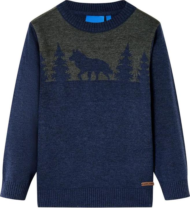 vidaXL Kinderpullover Gestrickt Marineblau 128,Material: 100