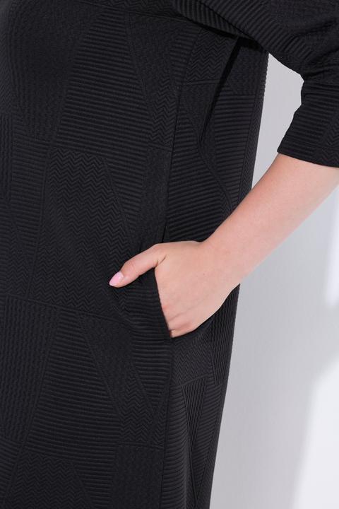 Produktbild Ulla Popken Sweat-Midikleid, A-Linie, V-Ausschnitt, 3/4-Arm (62)