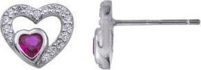 Produktbild Passion Ohrringe Aus Rhodiiertem Silber – Herz – Zirkonia – Synthetischer Rosa Quarz (Pearl 2, COU BIJOU)