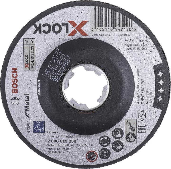 Immagine prodotto Bosch Professional Zubehör Disco da sbavo PRO Metal X-Lock, 115 x 6 x 22,23 mm (P120)