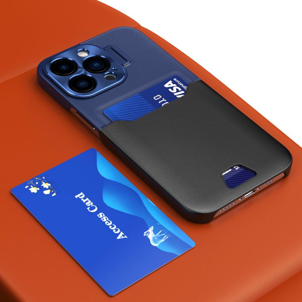Thumbnail - Hurtel Leder Stand Case für iPhone 14 Cover Card Wallet mit Ständer blau (Apple iPhone 14), Smartphone Hülle, Blau