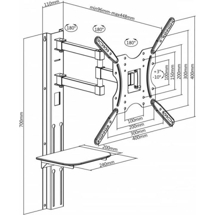 Thumbnail - Maclean MC-772 TV-Halterung (55 Zoll) (Wand, 55", 30 kg), TV Wandhalterung, Schwarz