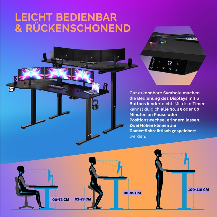 Produktbild Casaria Höhenverstellbarer Schreibtisch (160 x 75 x 118 cm)