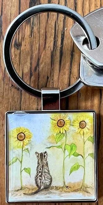 Image du produit Alex Clark Art Schlüsselanhänger K41 Katze und Sonnenblumen