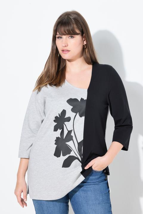 Produktbild Ulla Popken Shirt, Blüten, V-Ausschnitt, 3/4-Arm (50, 52)