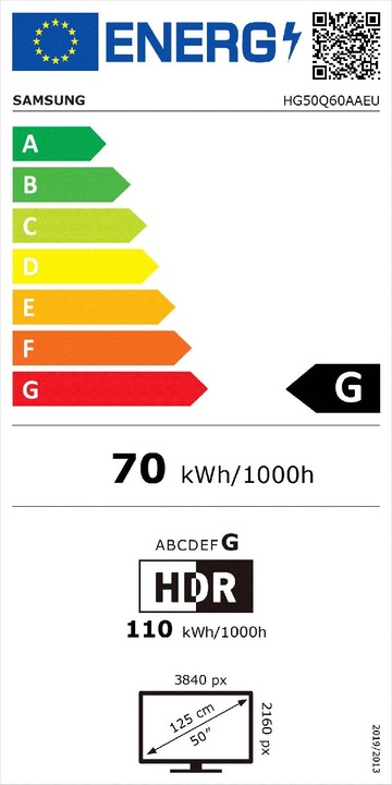 Energie-Label Samsung HG50Q60A (50", Q60A, QLED, 4K)