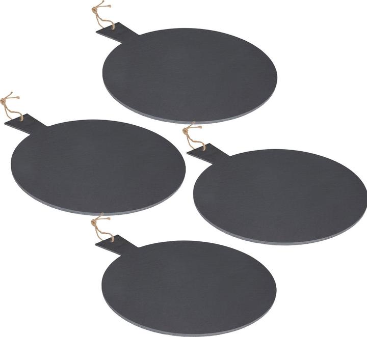 Produktbild Excellent Houseware 4er-Set Serviertablett, Schieferplatte, rund mit Griff, Ø 35 cm