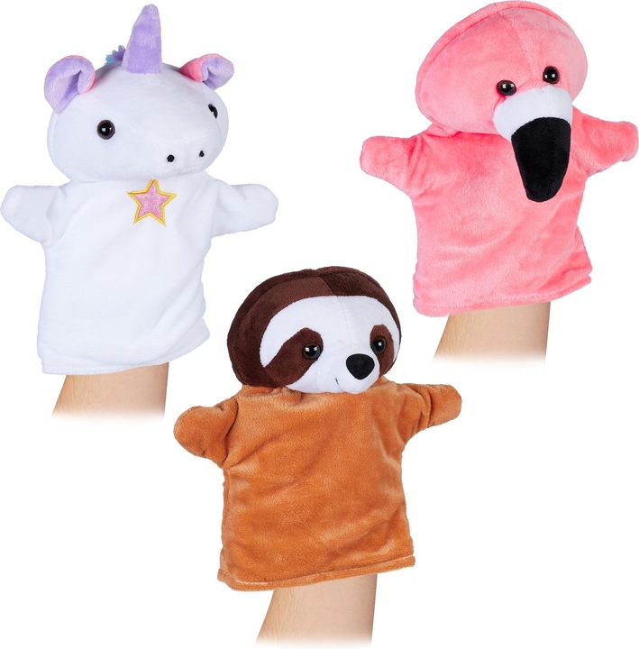 Produktbild Relaxdays 3x Handpuppe