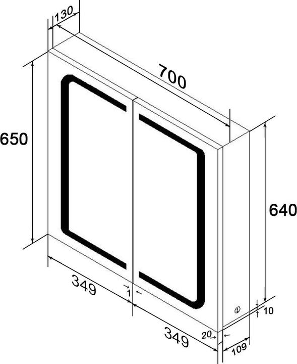 Immagine prodotto SONNI Badezimmerspiegelschrank (65 x 20 x 70 cm)