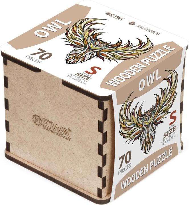Eco Wood Art Puzzle in legno S - Gufo (In una scatola di legno) (70 pezzi)