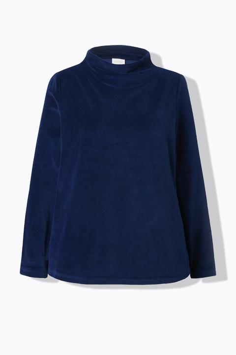 Produktbild Ulla Popken Samt-Sweatshirt, A-Linie, Stehkragen, Langarm (60)