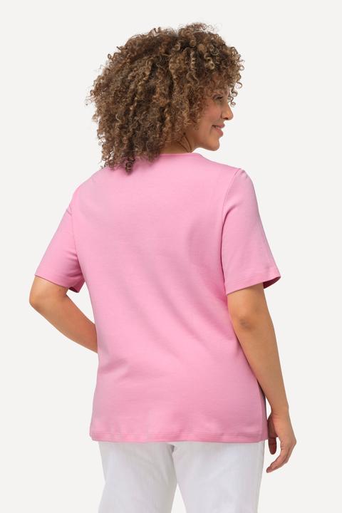 Actual product image Ulla Popken Double Layer Rounded V-Neck Slim Fit Tee (56)