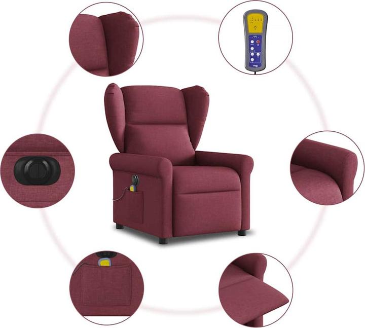 Produktbild VidaXL Massagesessel Elektrisch Weinrot Stoff