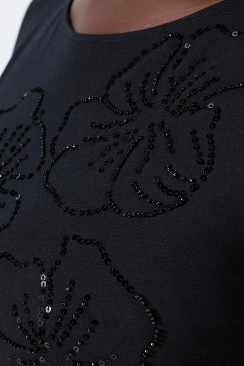 Actual product image Ulla Popken Sequined Floral Tee (54)