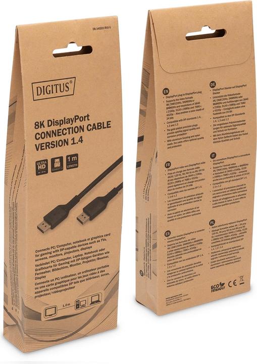 Produktbild Digitus 8K DisplayPort Anschlusskabel 1.4 Version (1 m, DisplayPort, 1.4)