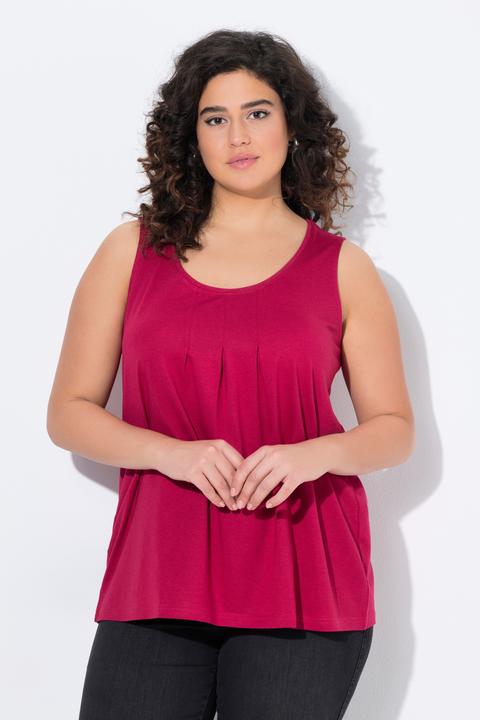 Produktbild Ulla Popken Top, Zierfalten, A-Linie, Rundhals, ärmellos, Modal (54)