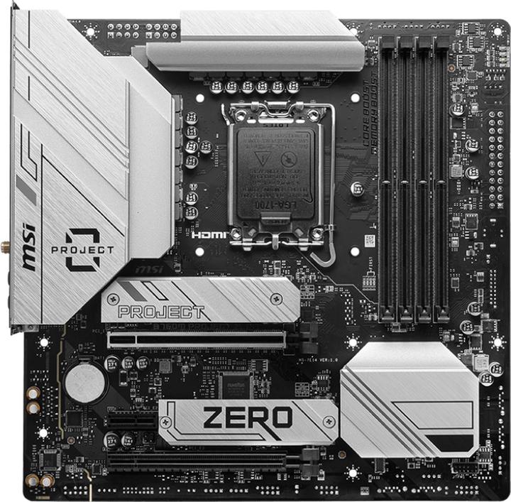 MSI B760M PROJECT ZERO (B760,S1700,mATX,DDR5) (LGA 1700, Intel B760, mATX)
