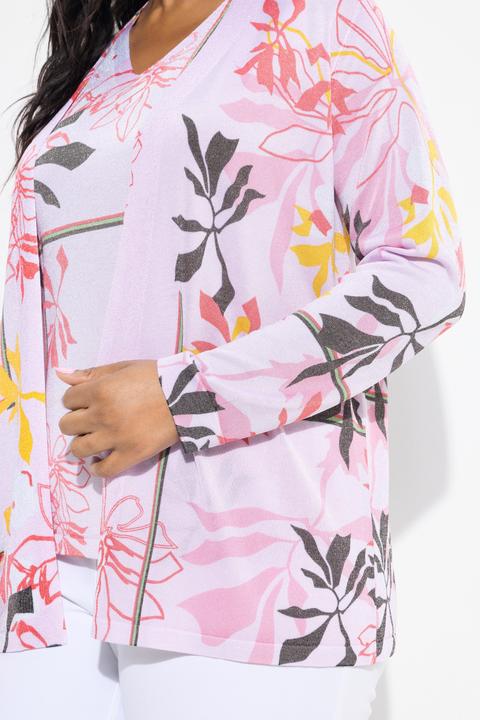 Immagine prodotto Ulla Popken Cardigan senza chiusura con design floreale e maniche lunghe (54)