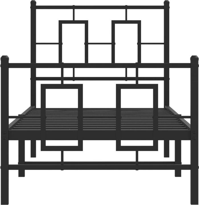 Actual product image vidaXL Bettgestell Kopfteil Fussteil Metallbett Bett Einzelbett Schwarz 75x190cm (75 x 190 cm)